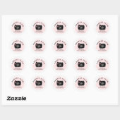 Cute minimalist fotograaf camera zwart & roze ronde sticker (Vel)