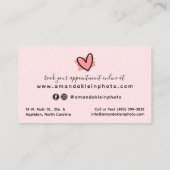 Cute minimalist fotograaf camera zwart & roze visitekaartje (Achterkant)