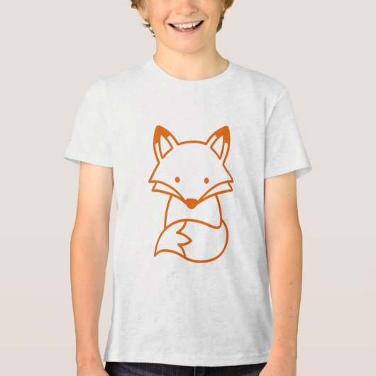Cute Minimalist Fox Sitting Simple Doodle Tri-Blend Shirt (Voorkant)