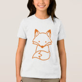Cute Minimalist Fox Sitting Simple Doodle Tri-Blend Shirt (Voorkant)