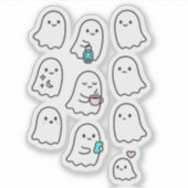 Cute Minimalist Ghost Sticker Pack – kwaii ghosts (Voorkant)