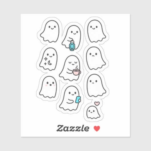 Cute Minimalist Ghost Sticker Pack – kwaii ghosts (Vel)