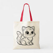 Cute Minimalist Kitten Line Art Tote Bag (Achterkant)
