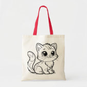 Cute Minimalist Kitten Line Art Tote Bag (Voorkant)