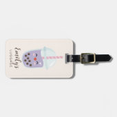 Cute Minimalist Paarse Boba Bubble Tea Bagagelabel (Voorkant horizontaal)
