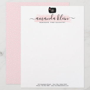 Cute minimalist Photographer Camera Custom Logo Briefhoofd