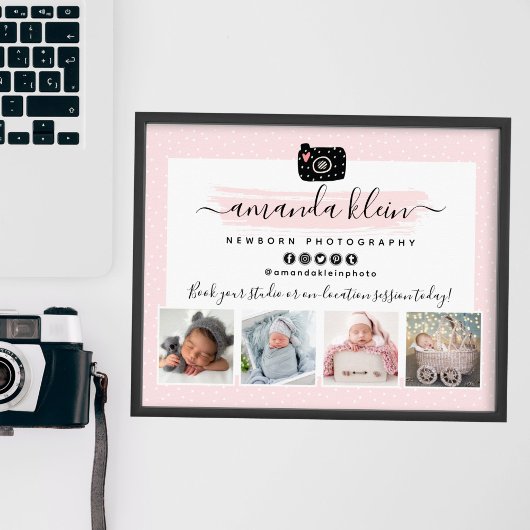 Cute minimalist Photographer Camera Logo Marketing Poster