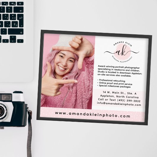 Cute minimalist Photographer Camera Logo Marketing Poster