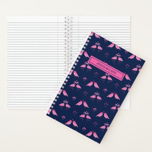 Cute Minimalist Pink Flamingo Tortelduifjes Patroo Notitieboek (Binnen)
