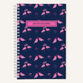 Cute Minimalist Pink Flamingo Tortelduifjes Patroo Notitieboek (Voorkant)