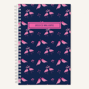 Cute Minimalist Pink Flamingo Tortelduifjes Patroo Notitieboek