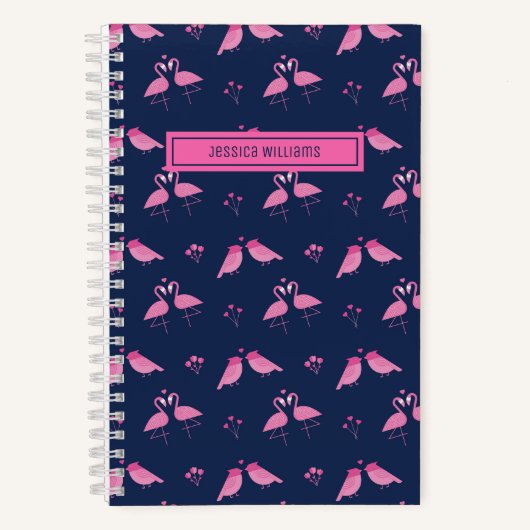 Cute Minimalist Pink Flamingo Tortelduifjes Patroo Notitieboek (Voorkant)