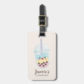 Cute Minimalist Rainbow Boba Bubble Tea Bagagelabel (Voorkant verticaal)