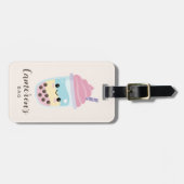 Cute Minimalist Rainbow Boba Bubble Tea Bagagelabel (Voorkant horizontaal)