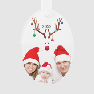 Cute Minimalist Reindekerst - Aangepaste foto Ornament