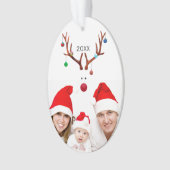 Cute Minimalist Reindekerst - Aangepaste foto Ornament (voorkant)