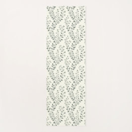 Cute Minimalist Sage Cream Floral Pattern Yogamat