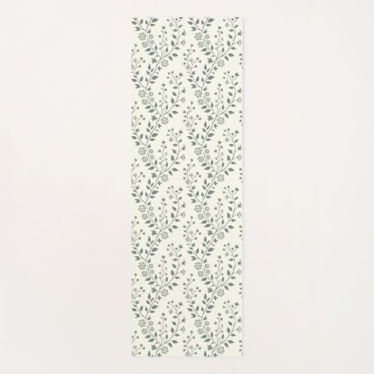 Cute Minimalist Sage Cream Floral Pattern Yogamat (Voorkant)