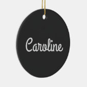 Cute Minimalist Script Typography Name Black White Keramisch Ornament (Rechts)