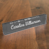 Cute Minimalist Script Typography Name Black White Naambordje (Zijkant)