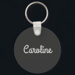 Cute Minimalist Script Typography Name Black White Sleutelhanger<br><div class="desc">Cute Minimalist Script Typography Name Black White Sleutelhanger</div>
