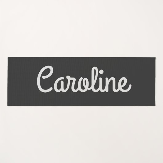 Cute Minimalist Script Typography Name Black White Yogamat (Voorkant (horizontaal))