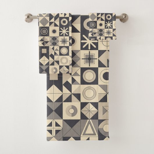 Cute minimalist tiled pattern bad handdoek (Insitu)