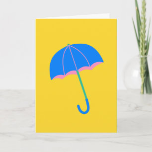 Cute Minimalist Umbrella Illustration in Yellow Notitiekaartje