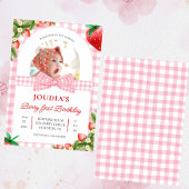 cute minimalist Watercolor  Berry First birthday Kaart