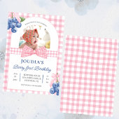 cute minimalist Watercolor  Berry First birthday Kaart