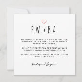 Cute Minimalist Whimsical Black and White Wedding Kaart (Voorkant)