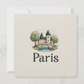 Cute Minimalistic Paris Skyline Feestdagenkaart (Voorkant)