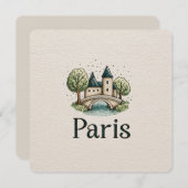 Cute Minimalistic Paris Skyline Feestdagenkaart (Voorkant / Achterkant)