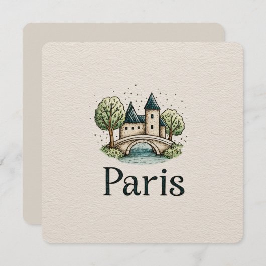 Cute Minimalistic Paris Skyline Feestdagenkaart (Voorkant / Achterkant)