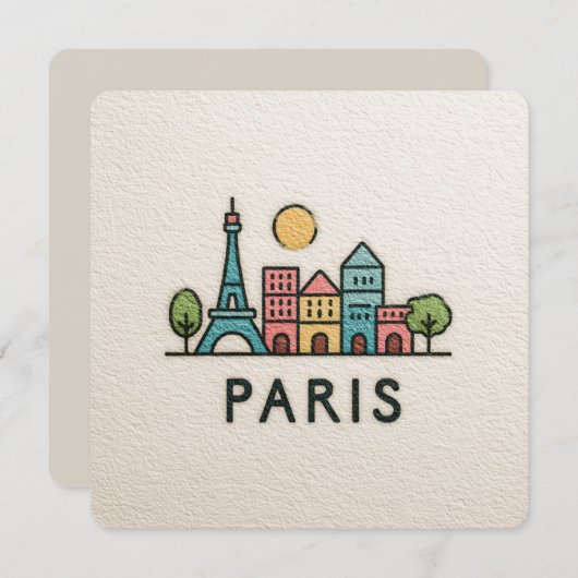 Cute Minimalistic Paris Skyline Feestdagenkaart (Voorkant / Achterkant)