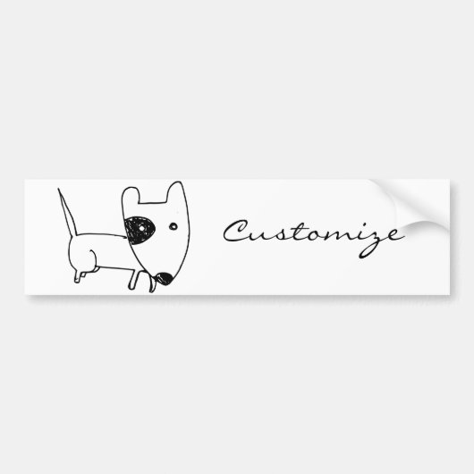 Cute Minimalistical Black-eye Dog Thunder_Cove Bumpersticker (Voorkant)