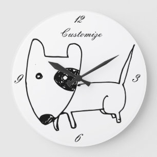 Cute Minimalistical Black-eye Dog Thunder_Cove Grote Klok