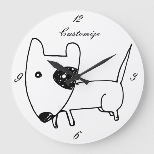 Cute Minimalistical Black-eye Dog Thunder_Cove Grote Klok (Voorkant)
