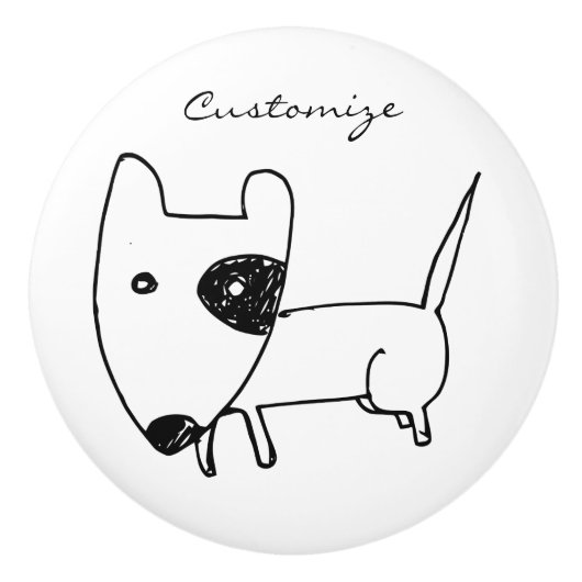 Cute Minimalistical Black-eye Dog Thunder_Cove Keramische Knop (Voorkant)