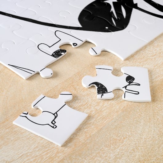 Cute Minimalistical Black-eye Dog Thunder_Cove Legpuzzel (Zijkant)
