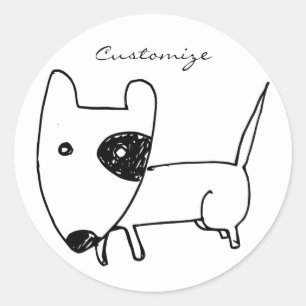 Cute Minimalistical Black-eye Dog Thunder_Cove Ronde Sticker