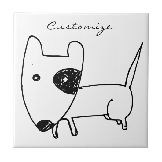 Cute Minimalistical Black-eye Dog Thunder_Cove Tegeltje (Voorkant)