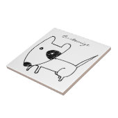 Cute Minimalistical Black-eye Dog Thunder_Cove Tegeltje (Zijkant)