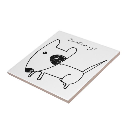 Cute Minimalistical Black-eye Dog Thunder_Cove Tegeltje (Zijkant)