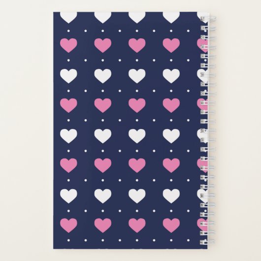 Cute Minimalistisch Hartpatroon Aangepaste Roze Bl Notitieboek (Achterkant)