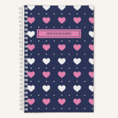 Cute Minimalistisch Hartpatroon Aangepaste Roze Bl Notitieboek (Voorkant)
