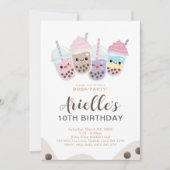 Cute Minimalistische Boba Bubble Milk Tea Kaart (Voorkant)