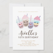 Cute Minimalistische Boba Bubble Milk Tea Uitnodig Kaart (Voorkant)