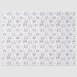 Cute Minimalistische Dierengezichten Doodle Tissuepapier