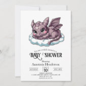 Cute Minimalistische Digitale Draak Babyshower Kaart (Voorkant)